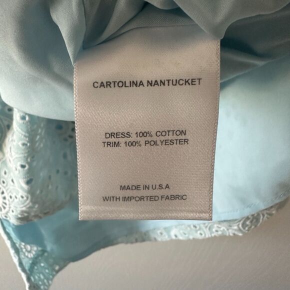 Cartolina Nantucket Embroidered Shift Eyelet Isabella Dress Spun‎ Sugar Blue XS - Picture 7 of 9